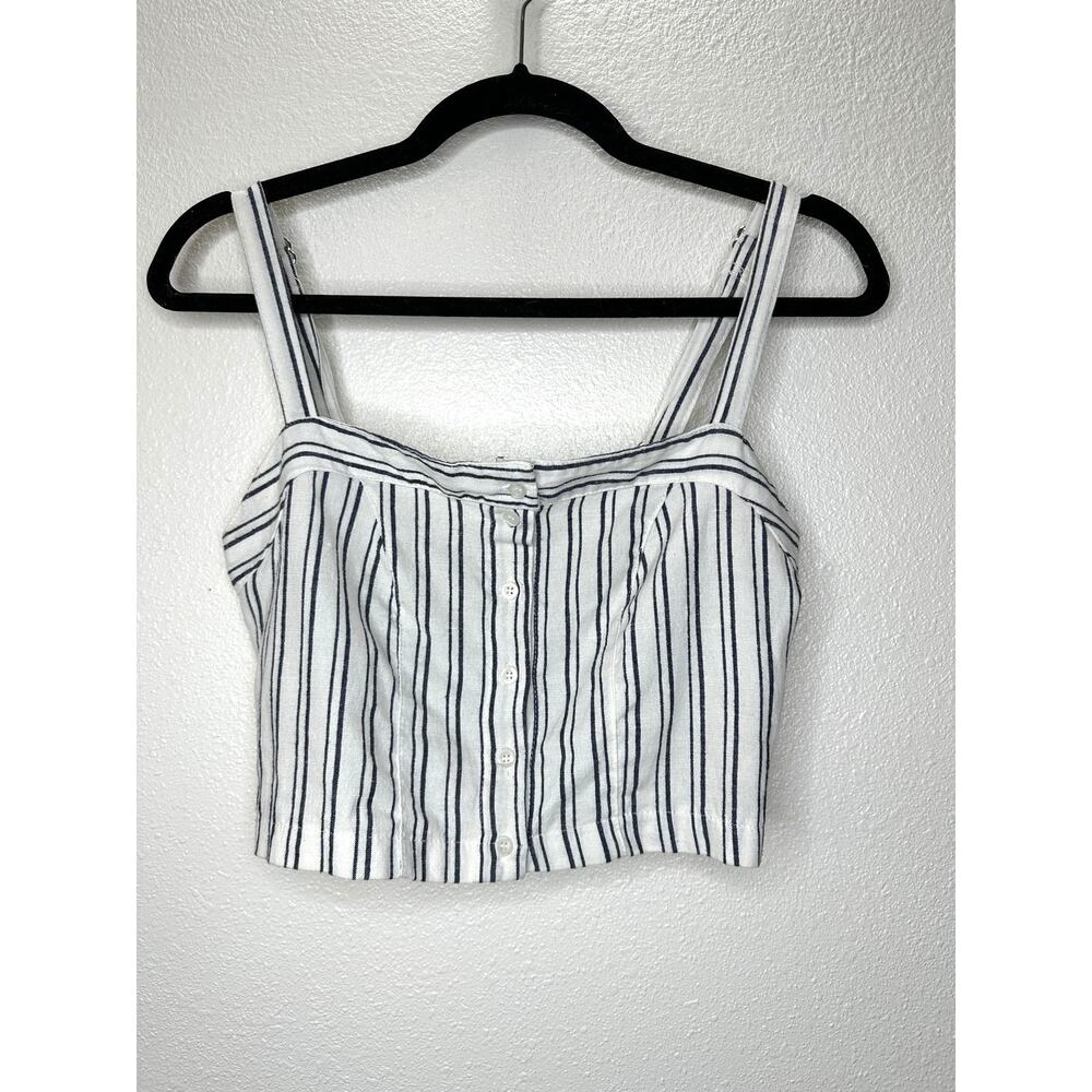 Brandy Melville Astrid White & Black Stripe Button Down Crop Top